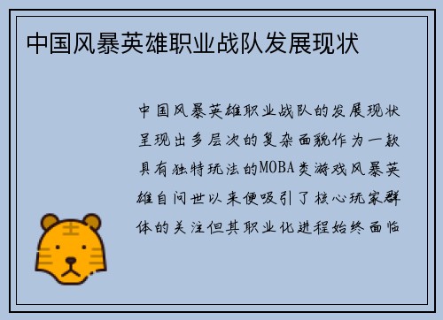 中国风暴英雄职业战队发展现状